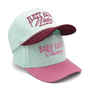 Oem Custom Sports Hats 5 Panel 100% Cotton Woven Label Structured Embroidered Baseball Cap