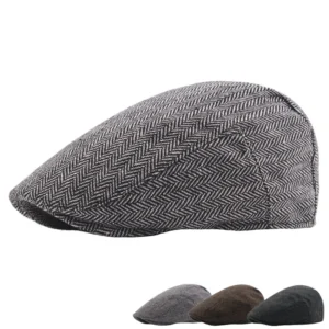 Newsboy Cap Herringbone Tweed Wool Blend