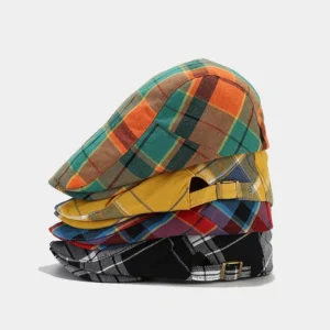 Plaid Newsboy Hats Adjustable Flat Cap