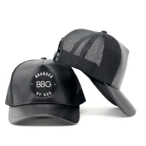 Wholesale Design Your Own Trucker Hat Leather Patch Plain Trucker Hat Embroidery Custom logo