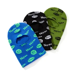 Windproof One Hole Full Unisex Long Beanie Hat Jacquard Knitted Balaclava with Digital Printing for Business & Beach Use