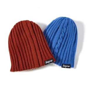 Private Label  Women Men Double Size Reversible Ribbed Thick Beanie Hat
