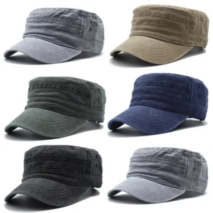 New Washed Cotton Flat Top Cap Adjustable Outdoor Fisherman Caps Women Men Cadet Cap