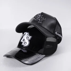 High Quality Embroidery Logo Mesh Back Leather Trucker Hat Designer Baseball Cap Unisex
