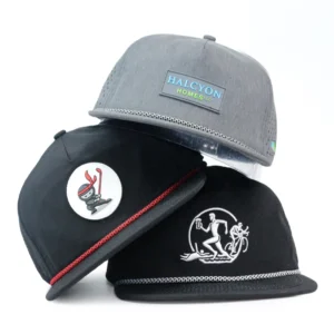 HS16 Customs Logo 5 Panel Golf Hat Cut Hole Perforated Mens Golf Hat Blue Holes Perforated Sports Golf Hat