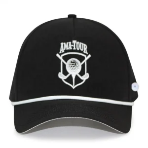 HS51 Women Men Black Laser Cut Hole Waterproof Custom Embroidery logo Rope Golf Hat with Tee Holder