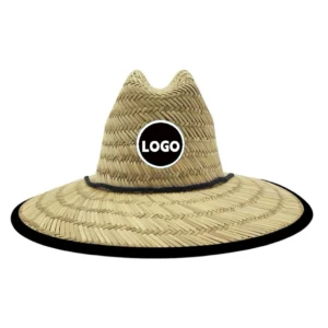 Wholesale Custom Men Team Logo Floral Lifeguard Beach Straw Sun Hat