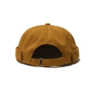 MIO Skull Cotton Brimless Hats Yellow 6 Panel Blank Docker Baseball Cap Adjustable Metal Buckle