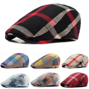 Wholesale Men Women Summer Newsboy Caps Plaid Checked Summer Class Vintage Golf Ivy Gatsby Cabbie Driving Irish Flat Beret Cap