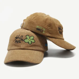 Custom Embroidered Unstructured 6 Panel Vintage Corduroy Dad Hat Baseball Cap