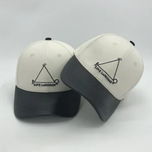 Custom Embroidered Baseball Caps Cotton Hats with Leather Brim & Logo