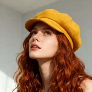 Autumn Winter Women Warm Newsboy Hat Solid Color Big Size Wool Felt Beret Cap