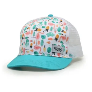 Custom Logo Denim Trucker Cap – Floral White Mesh Sublimation Print