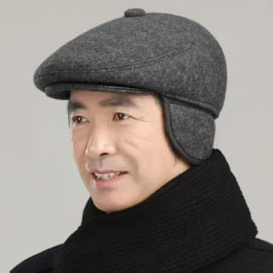 Ivy Cap for Men Retractable Invisible Earflap Caps Warm Outdoor Ear Cover Beret Flat Newsboy Gatsby Hats