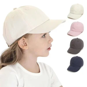 Wholesale Cotton Material Solid Color Curved Brimmed 6 Panel Sun Protection Hats Children Sports Baseball Caps