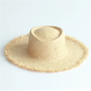 Summer Fashion Raffia Straw Hats Woven Circle Fringe Beach Hat