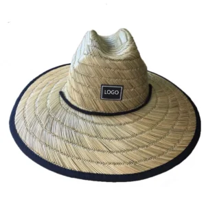 Unisex Large Brim Summer Surf Panama Cowboy Straw Hat Custom Logo Surfing & Lifeguard Wide Brim Natural Straw Hat for Travelers