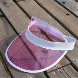 Wholesale Pvc Waterproof  Clear Candy  Color  Pink Sun Visor Cap Outdoor Uv Protection Sports Beach Cap Summer Sun Visor Hat