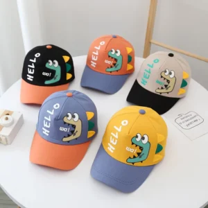 3-8Y Boys Girls Dinosaur Print Baseball Cap Hip-hop Cap Kids Sun Sport Caps Adjustable