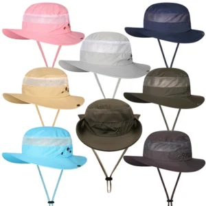 UPF50+ Sun UV Protection Wide Brim Cap Quick Dry Hiking Beach Windproof Fishing Fisherman Bucket Boonie Hat
