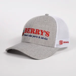 Wholesale Custom 6 Panel Grey Cotton Mesh Sports Hat Mens Classic Structured Embroidery Logo Snap Back Trucker Cap