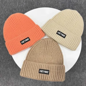 Factory Direct Heavyweight Thick Warm Winter Woolen Hat Beanie With Rubber Logo