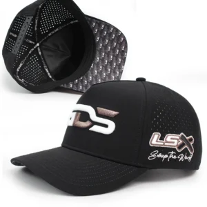 Black Performance Mesh Golf Hat Custom 3D Embroidered Snapback Cap for Men