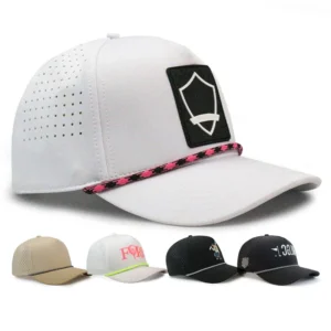 HN10 Custom Non or Water Proof Snap Back Quick Dry Golf Rope Hat Gorras Men Curved Structured 5 Panel Polyester Baseball Hat