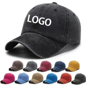 Custom Washed Denim 6 Panel Gorras Adjustable Cotton Low Profile Unstructured Dad Hat Distressed Vintage Sport Baseball Cap