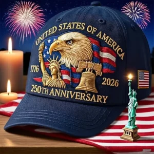 U.S. 250th Anniversary Embroidery  Retro Washed American Baseball Cap  Adjustable Bald Eagle Patriotic Hats