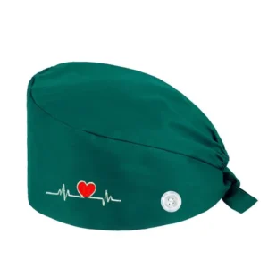 Surgical Cap Cotton Polyester Ponytail Holder Colorful with Button Adjustable for Medical Staff