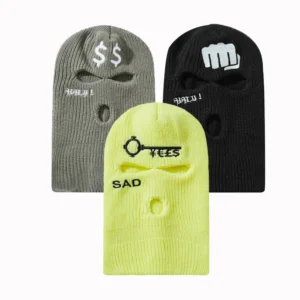 Custom Design Balaclava Hats High Quality Beanies Men One Hat for Two Uses Unisex Three Hole Full Face Ski Hat
