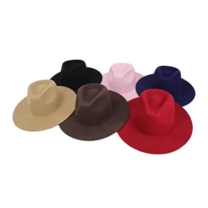 Wholesale Multiple Color Spring Business Outdoor Fashion Medium Western Wide Brim 100% Australian Wool Striped Fedora Hats