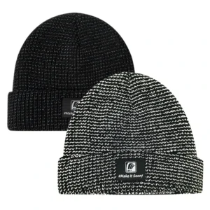 Custom Logo Acrylic Winter Hat Soft Reflective Beanie Knitted Cap Warm Cuff Vintage Woven Free Size Beanie for Travel