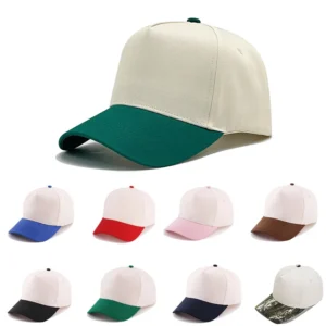 Custom Embroidery Print 5 Panel Canvas Snapback Hats Two Tone Baseball Cap
