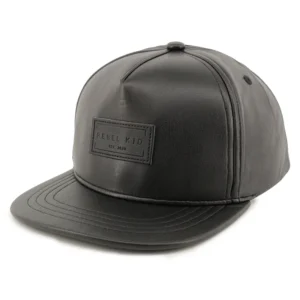 Custom Design Patch Logo 5 Panel PU Leather Flat Brim Hat Hip Hop Snapback Cap