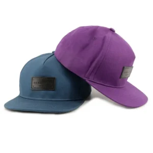 Oem Factory Design 5 Panel Hip Hop Sports Denim Winter Custom Leather Patch Logo 100% Cotton Flat Brim Snapback Cap