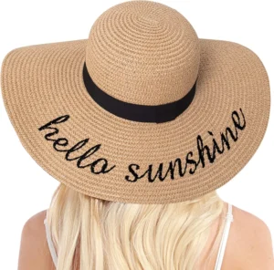 Womens Straw Hat Wide Brim Floppy Beach Sun Hat for Women UPF 50+ Vacation