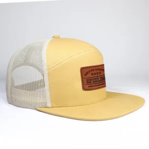 Factory Flat Brim Terry Leather Patch 5 Panel Snapback Trucker Hat Y2K Fashion