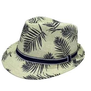 Fashion Children Kids Rock Printed Custom Printed logo Straw Fedora Hat