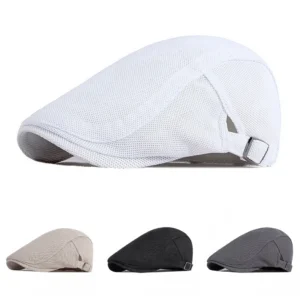 Men Women Mesh Breathable Newsboy Cap Summer Flat Beret Ivy Cap Irish Cabbie Driving Hunting Vintage Casual Hats