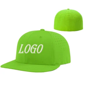 HS30 Custom Label Logo PTS30 Laser Cut Hole Embroidery Snapback Elastic Back Full Closed Fitted Trucker Hat