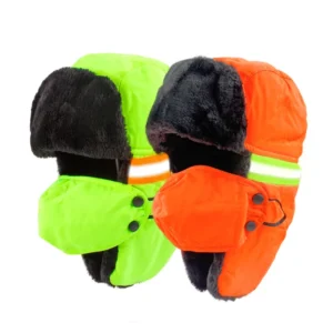 Winter Fluorescent Reflective Russia Ushanka Hat Outdoor Hiking Neon Trapper Cap Lining Thickened Windproof Warm Cap