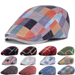 Logo Mens/Womens Plaid Striped Cap