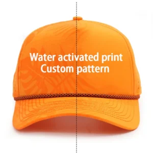 New Technologies Magic Color Changing Cap Printing Can Be Designed Water Activated Print 5 Panel Snapback Trucker Hats With Rope