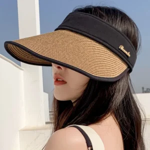Summer Women Empty Top Sunscreen Sun Hat Outdoor Beach Straw Visor Cap