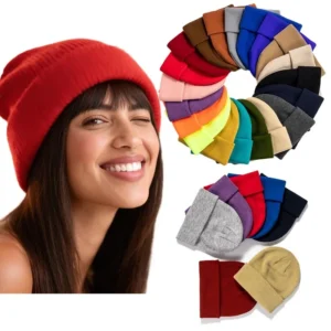 HKL0001 Custom Logo Autumn and Winter Pure Colorful Hat Warm Ear Protection Female Winter Cap Hat Knitted Winter Hat