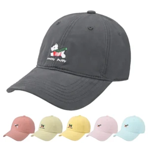 Custom Logo High Quality Schnauzer Embroidery Cotton 6 Panel Cotton Unstructured Style Dad Hat Sports Baseball Caps