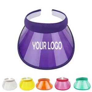 Summer Candy Color PVC Clip on Visor Hat Outdoor Sports Sun Protection Plastic Empty Top Transparent Visor Cap Wholesale