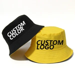 HB0002 Custom Cotton Fisherman Blank Mens Black Plain Fishing School Reversible Bucket Hat Cap for Kids and Adult